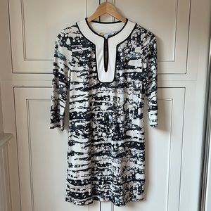Diane vonFurstenburg Grey and Cream Print Dress